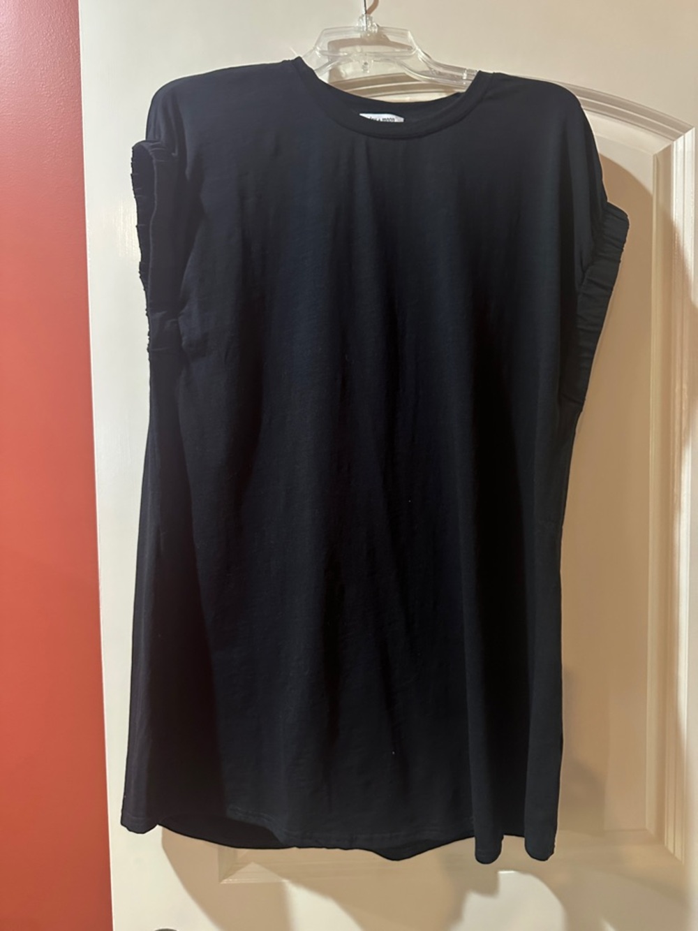 Black Short-Sleeve Mini Dress with Relaxed Fit